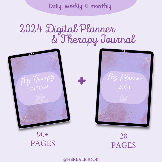 Therapy Journal & 2024 Digital Planner - HerbaleBook™