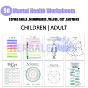 90+ Mental Health Worksheets | Coping skills . Mindfulness . Values . CBT . Emotions - HerbaleBook™